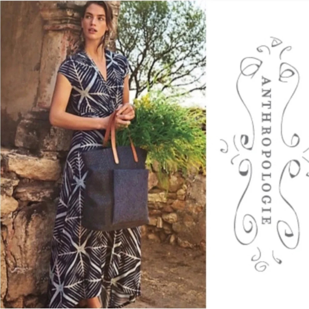 Anthropologie Maeve Desert Star Hi Low Maxi Dress Navy Blue XS